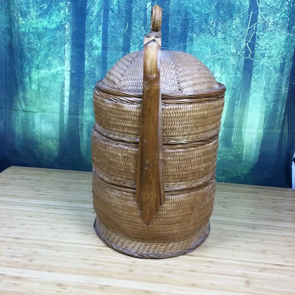 Vintage Chinese Rice Wedding Basket 3 Tier